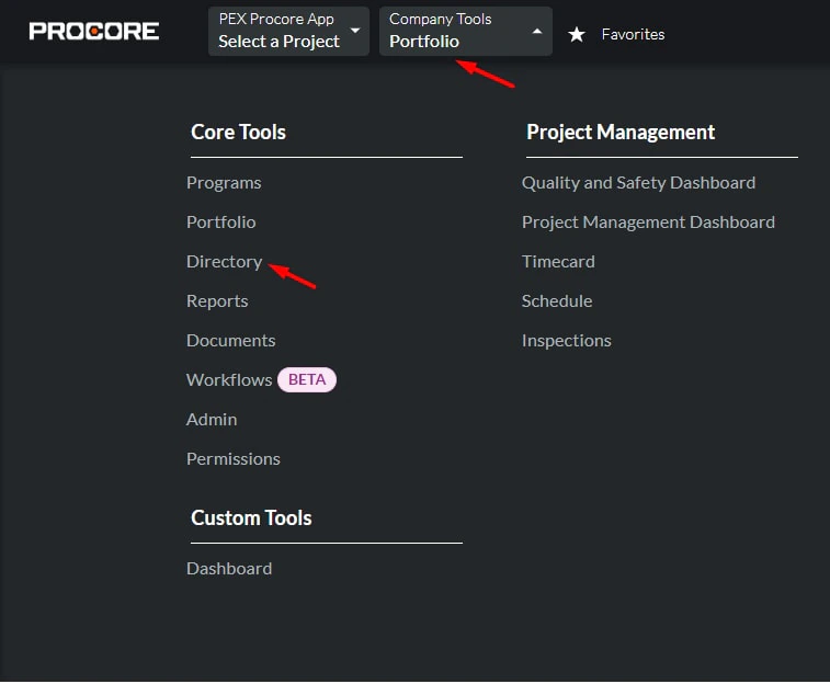 Procore Directory tool