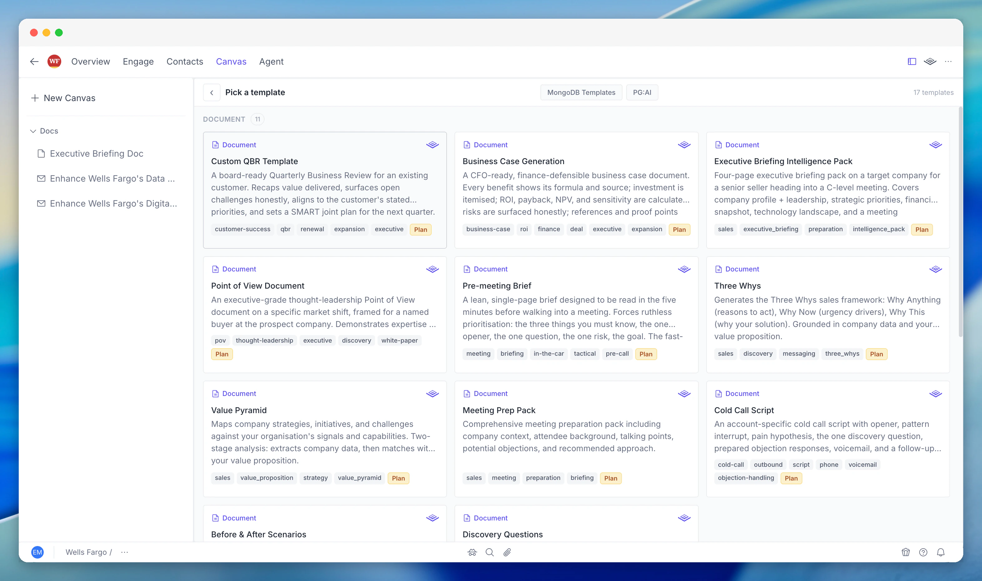 Canvas template selector in Studio