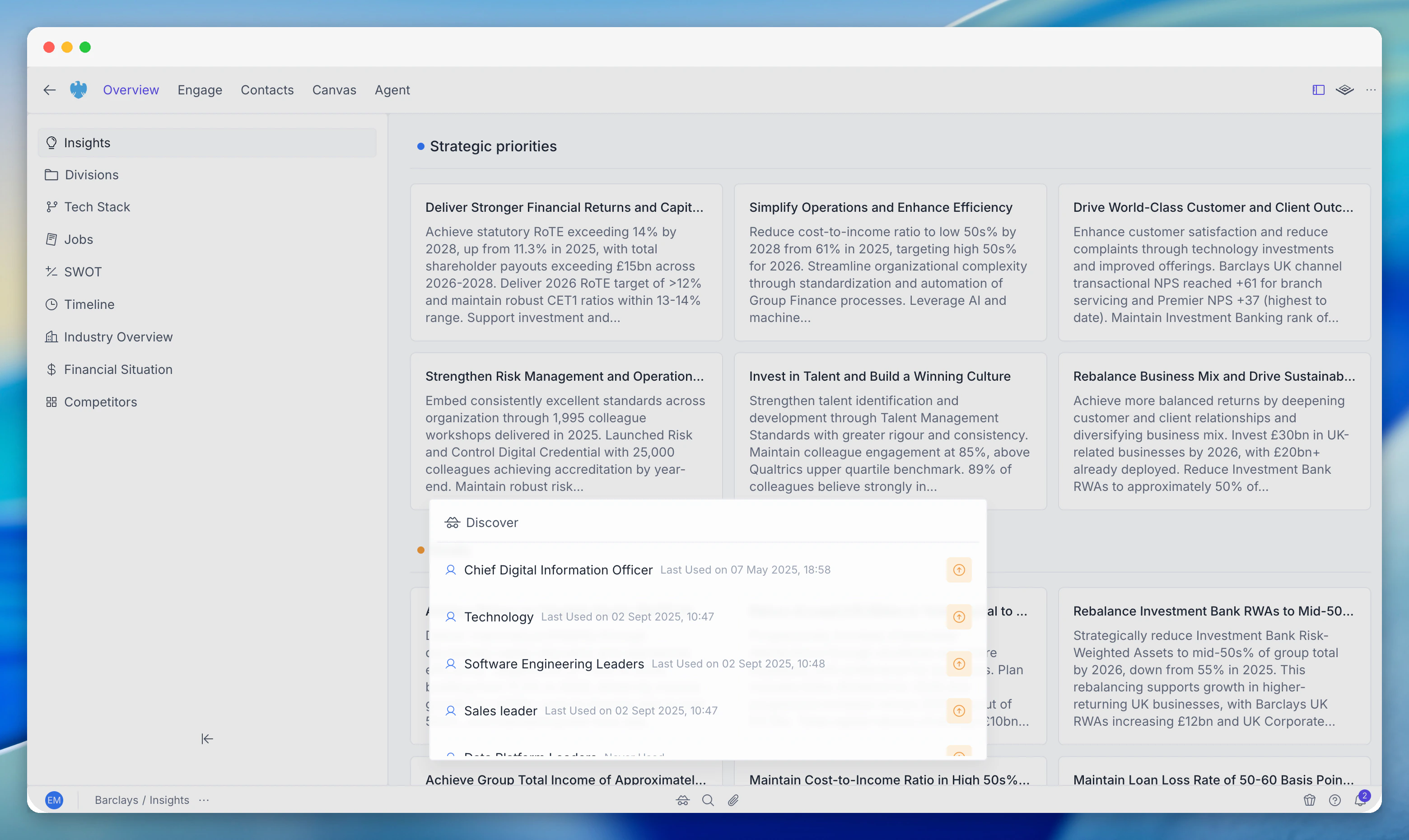 Account toolbar Discover enrichments