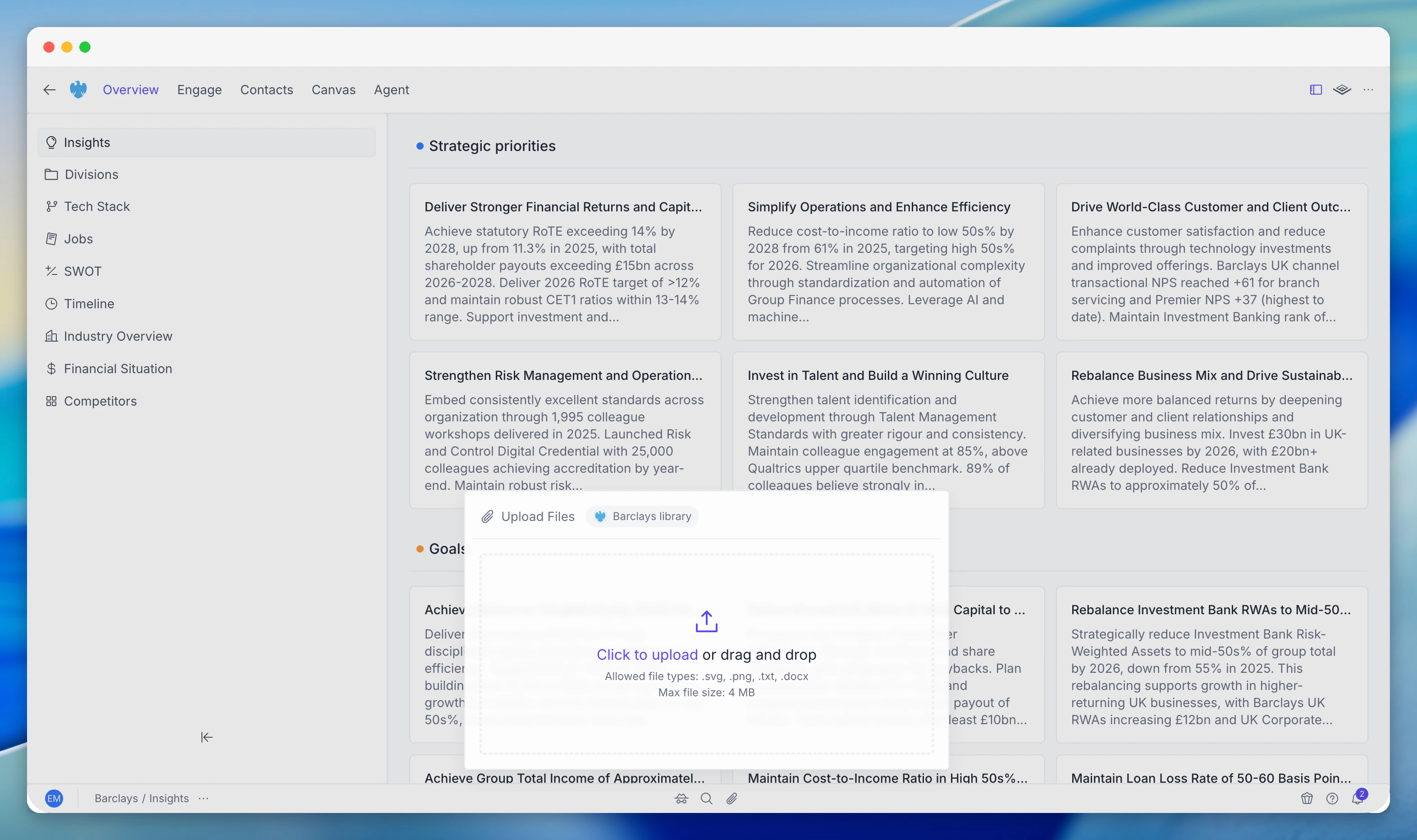 Account toolbar file upload