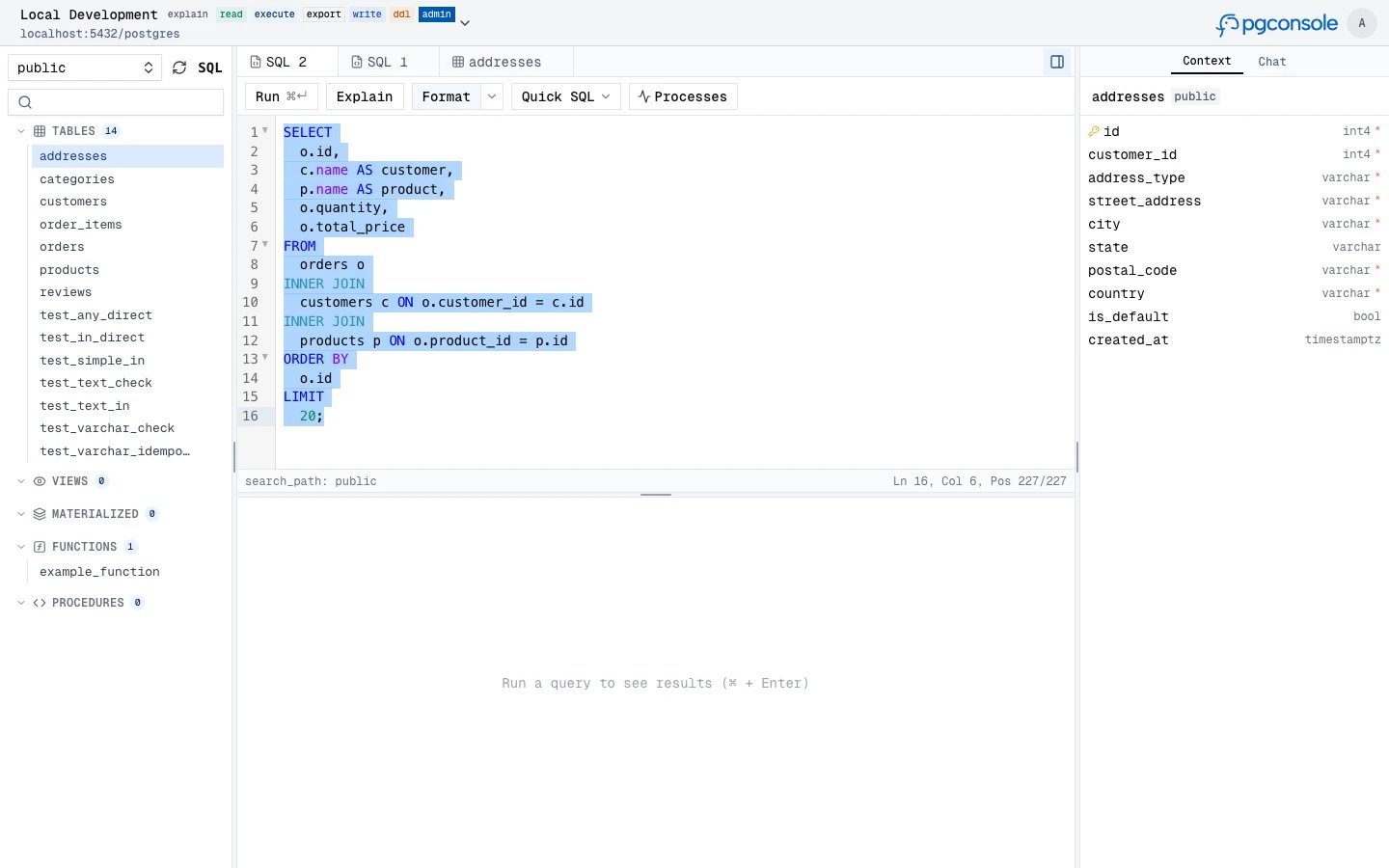 SQL formatting