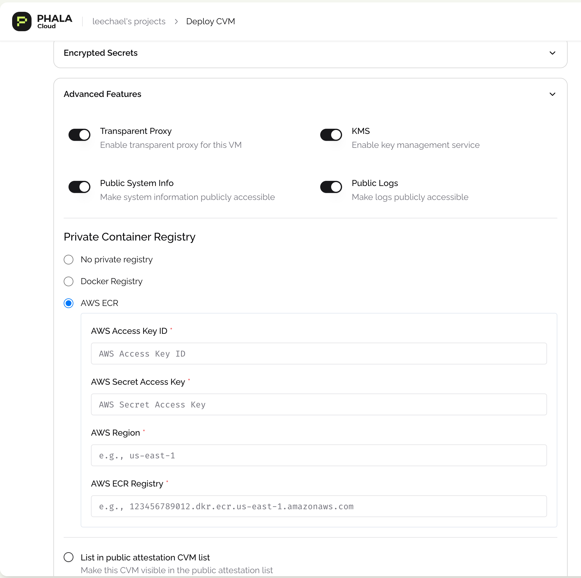 Private Docker registry configuration