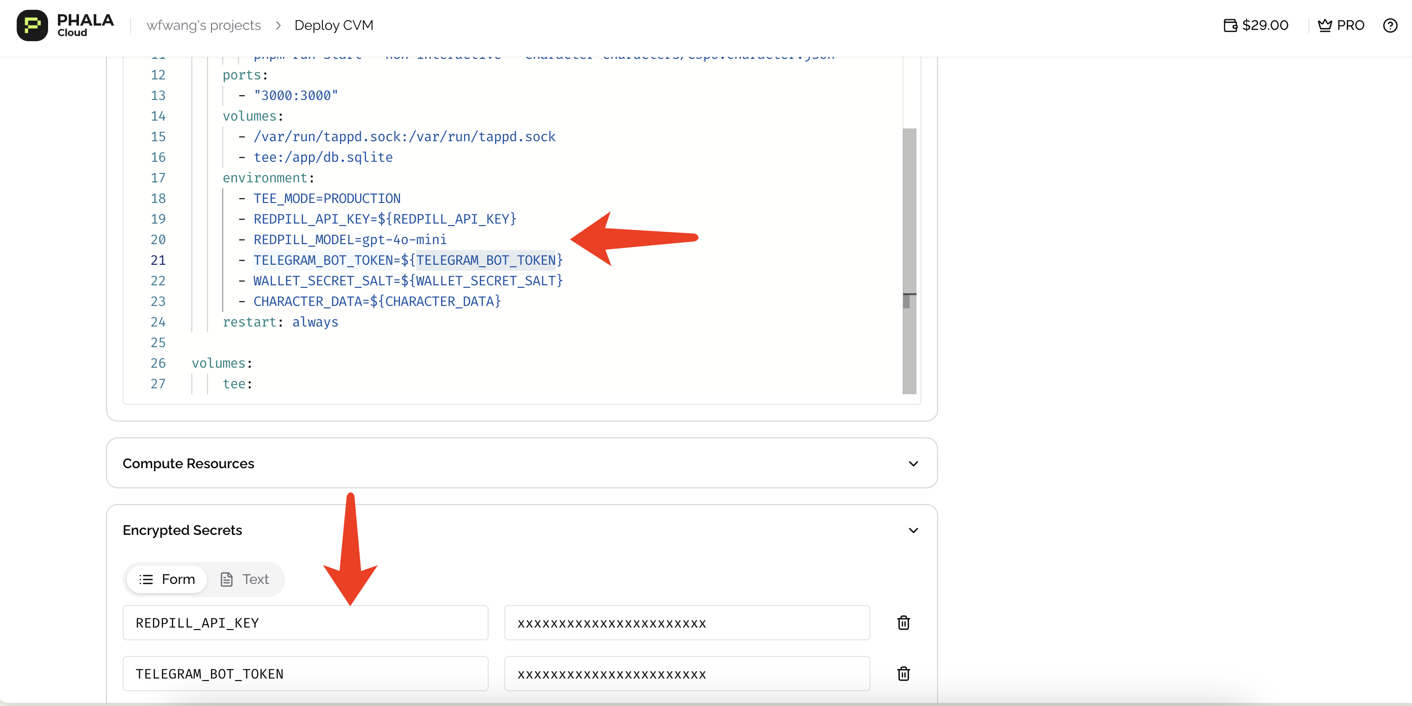 Setting environment variables in Encrypted Secrets