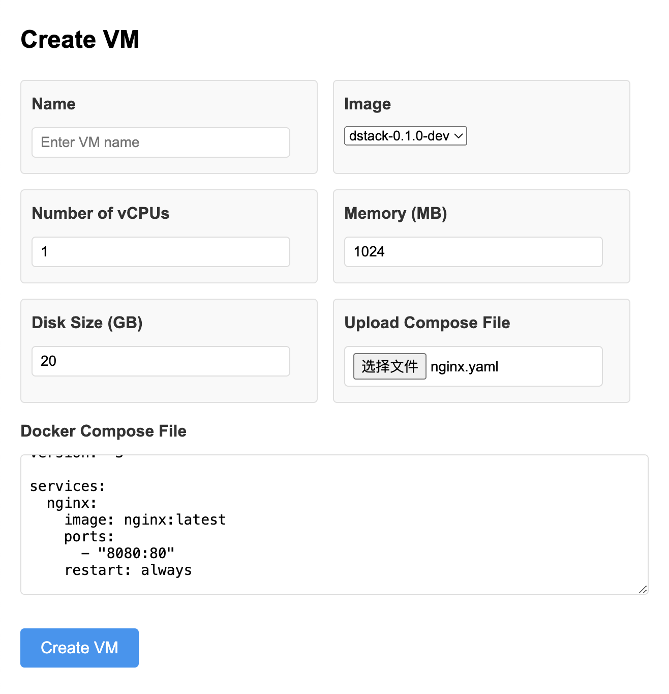 dstack-vmm web interface