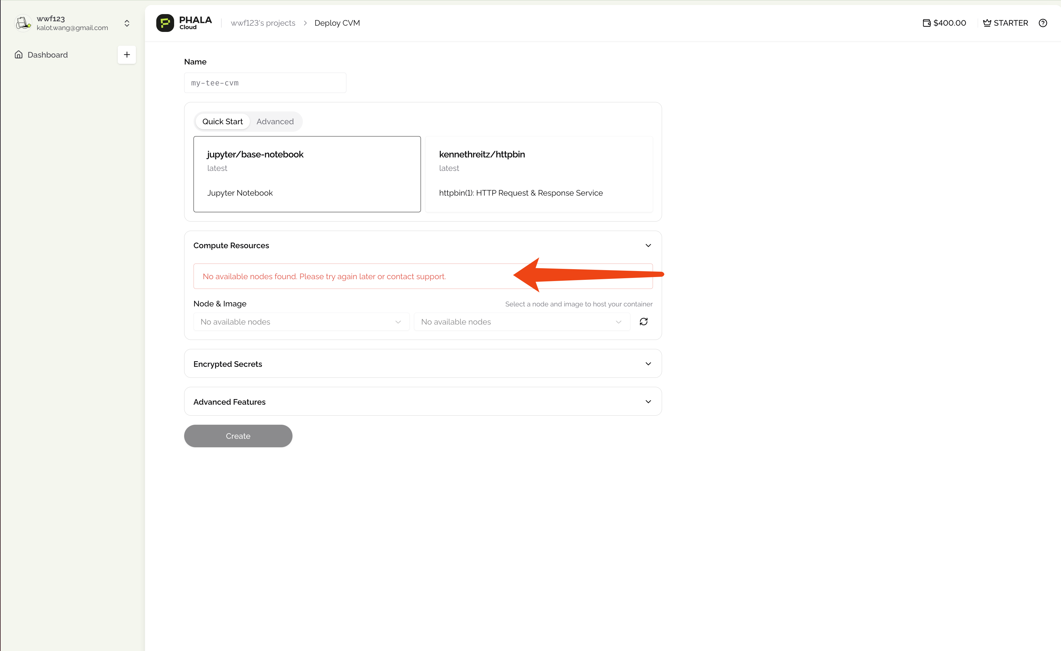 No available nodes found