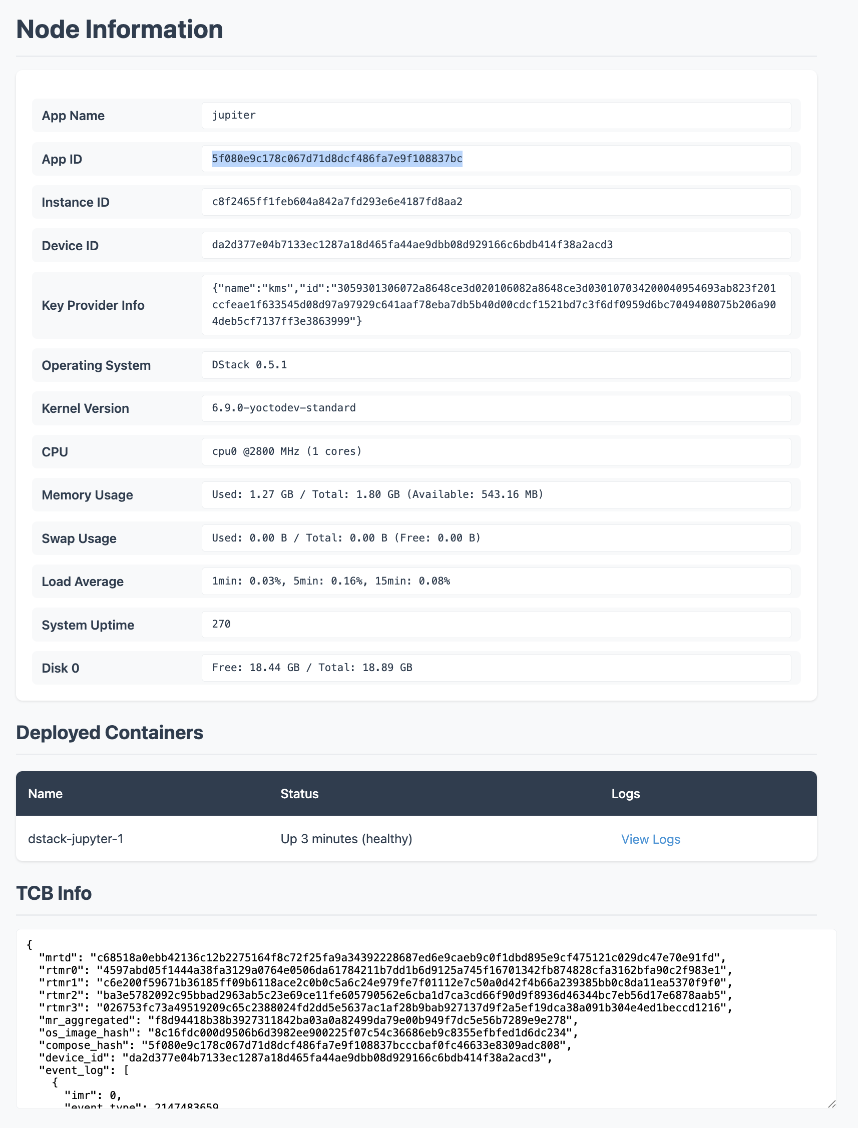 deployment launched in dashboard