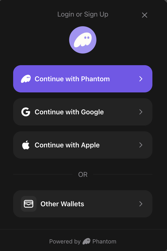 ConnectBox component showing login options