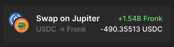 An example activity row for Jupiter