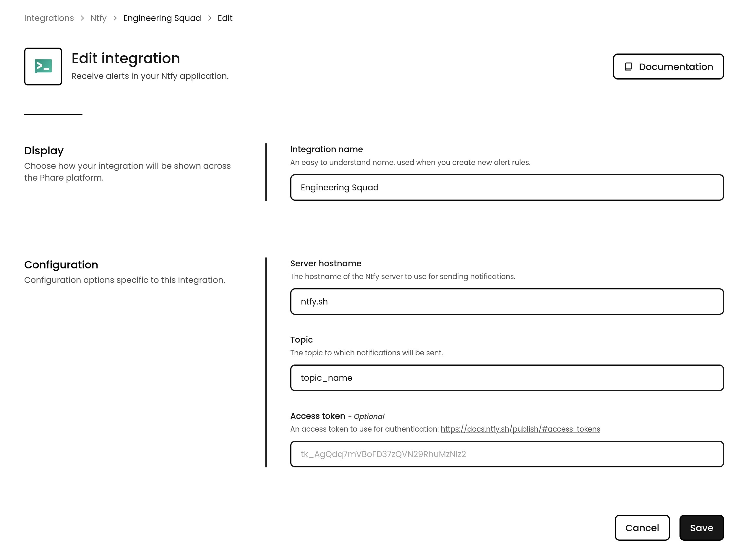 Ntfy configuration