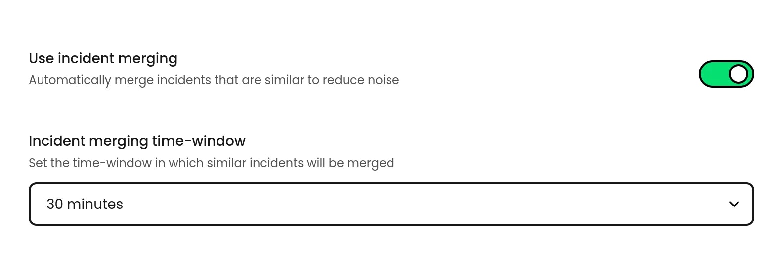 Smart Incident merging project settings