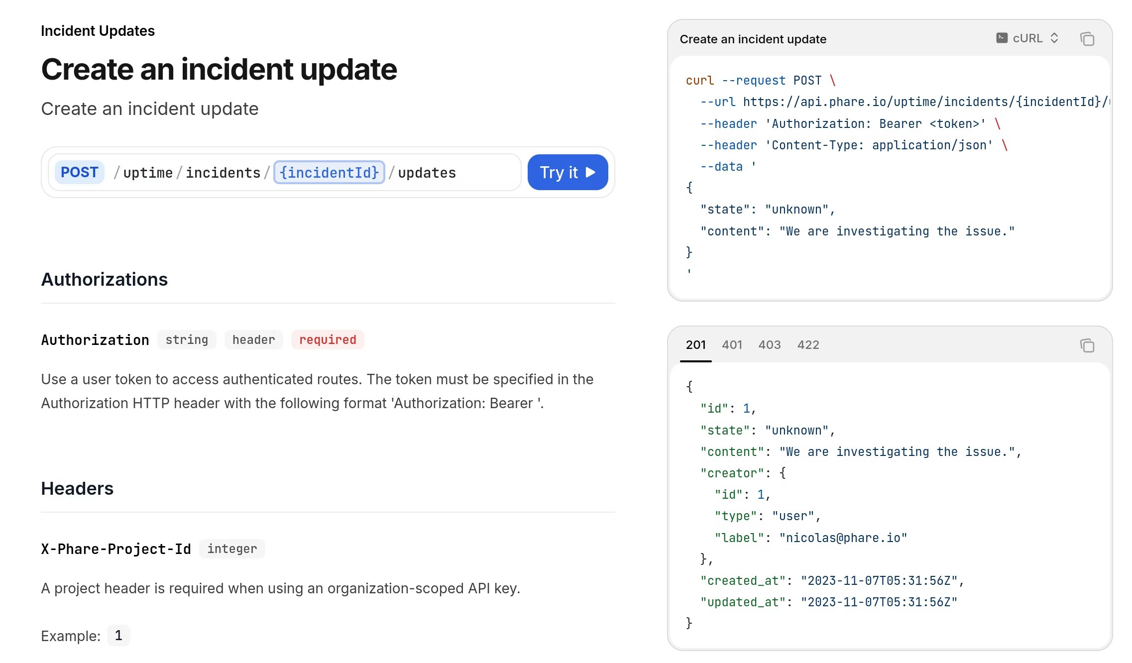 New incident updates API endpoints