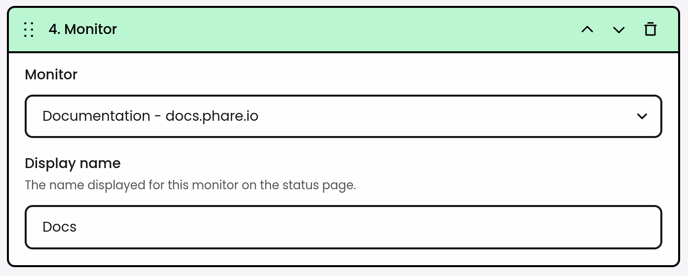 Status page monitor display name