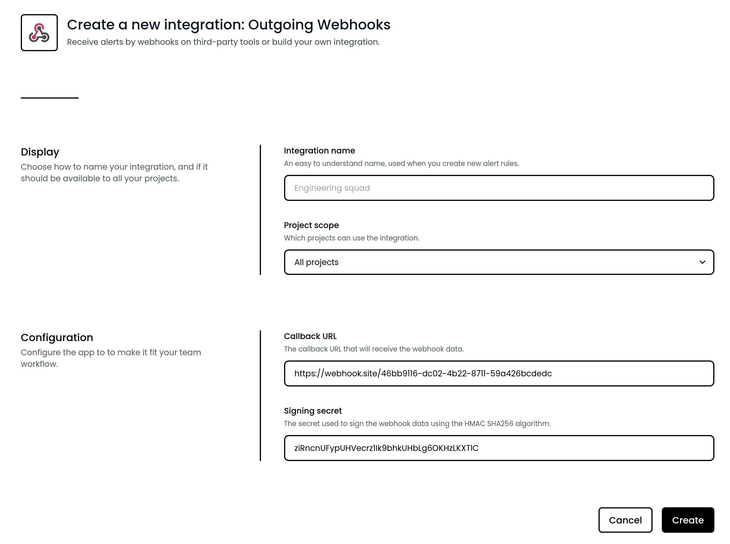 Outgoing webhooks installation