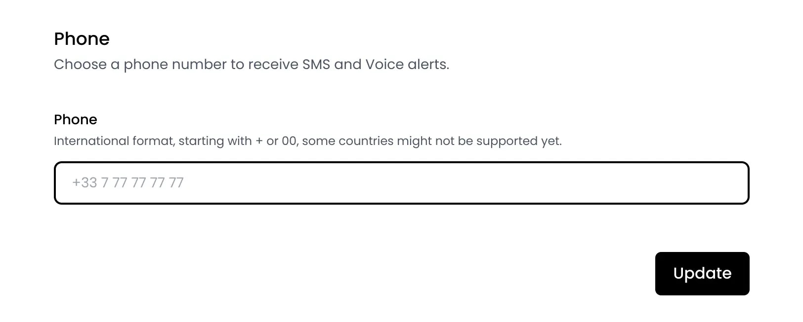 Add phone number