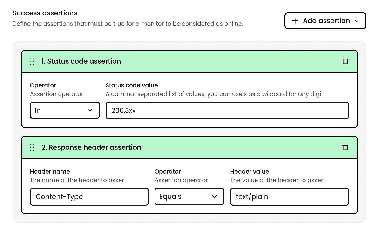 Phare Uptime success assertions