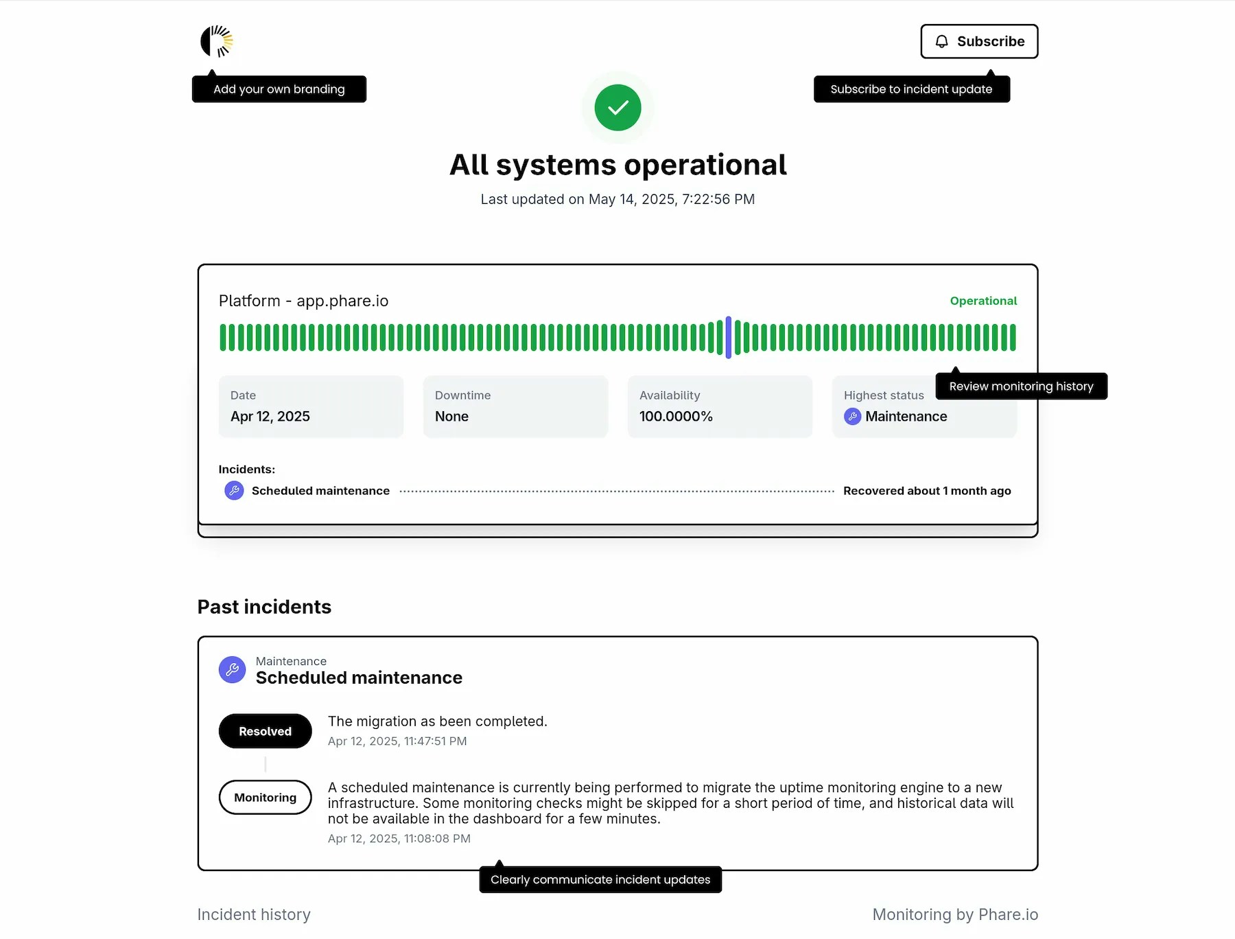 Status page
