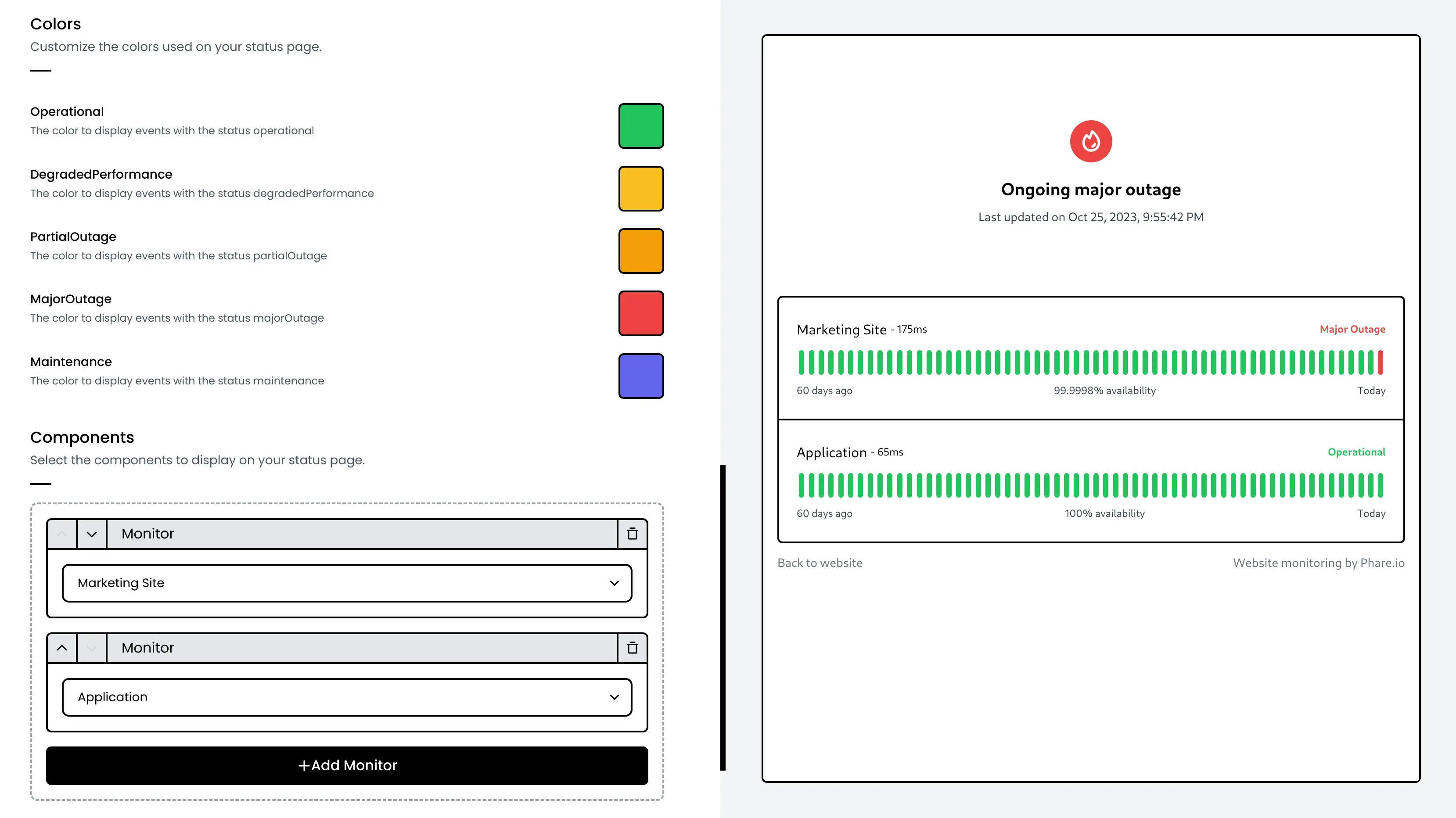 Status page creation