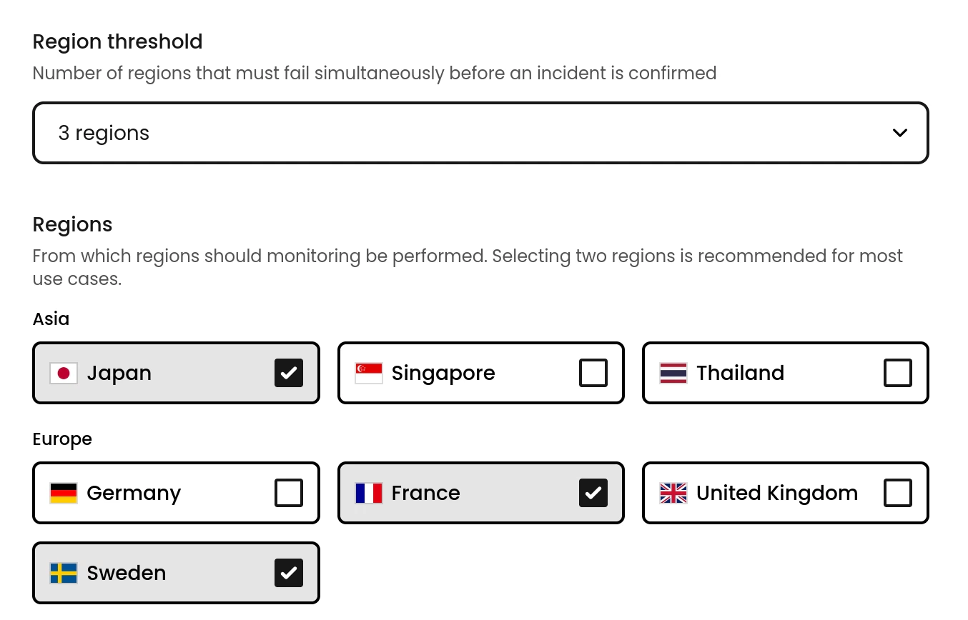 Custom region threshold