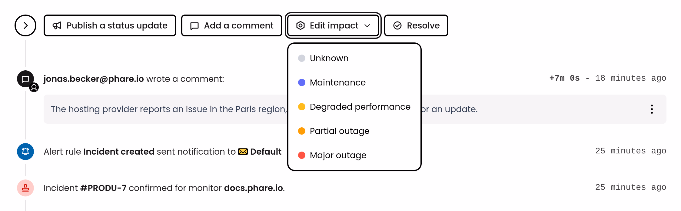 Edit the impact of an incident