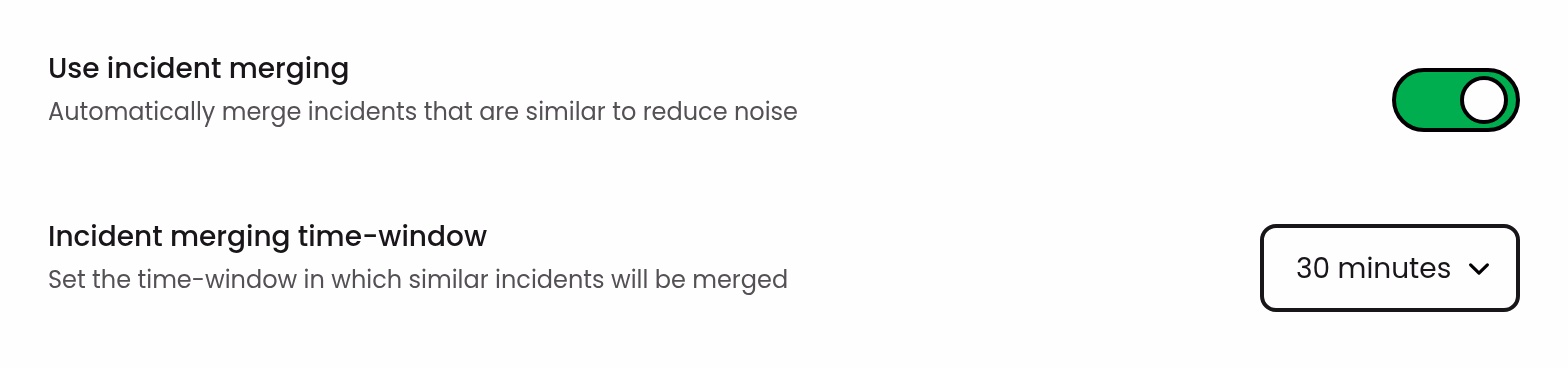 Smart Incident merging project settings