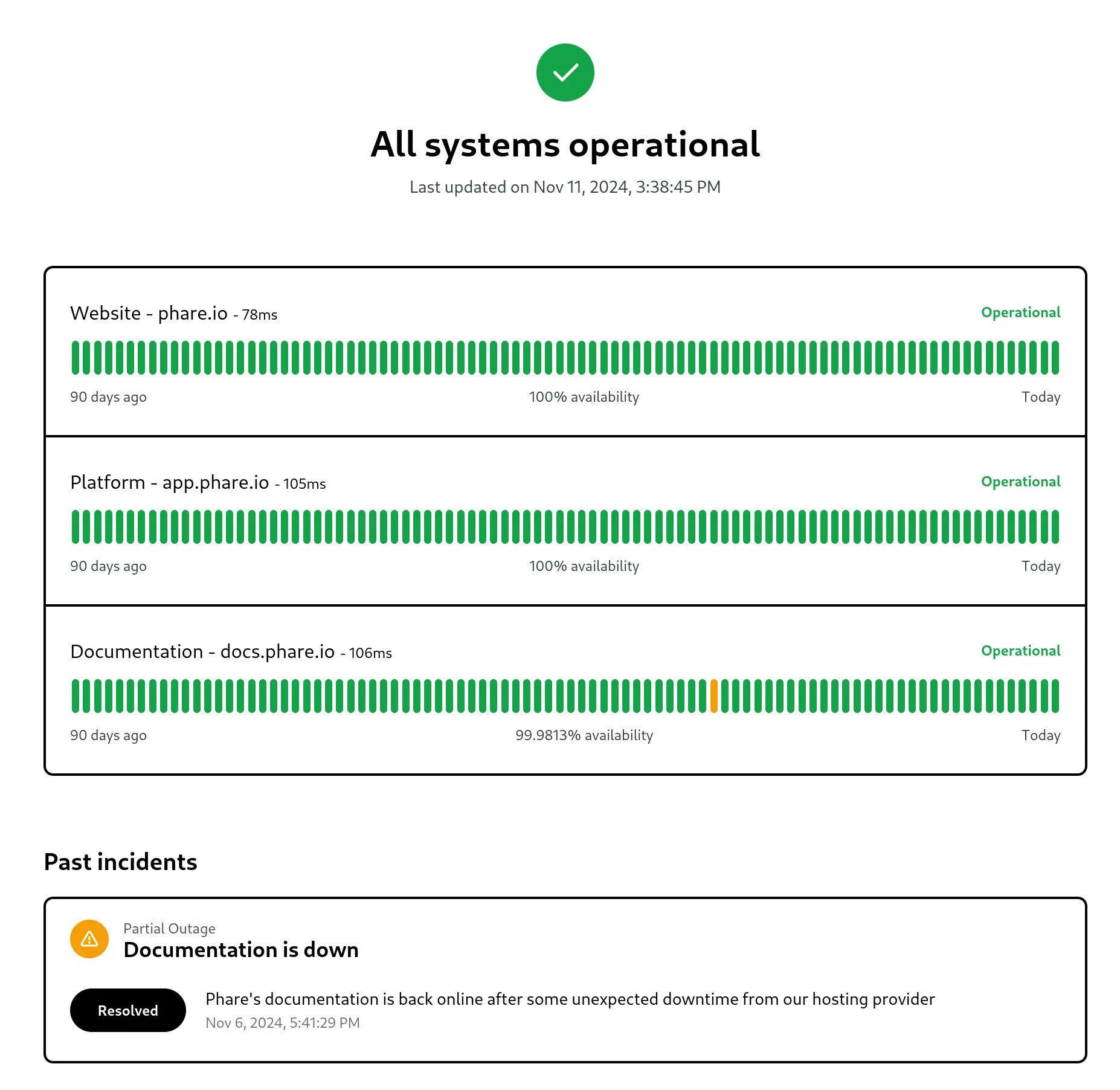 Refreshed status pages