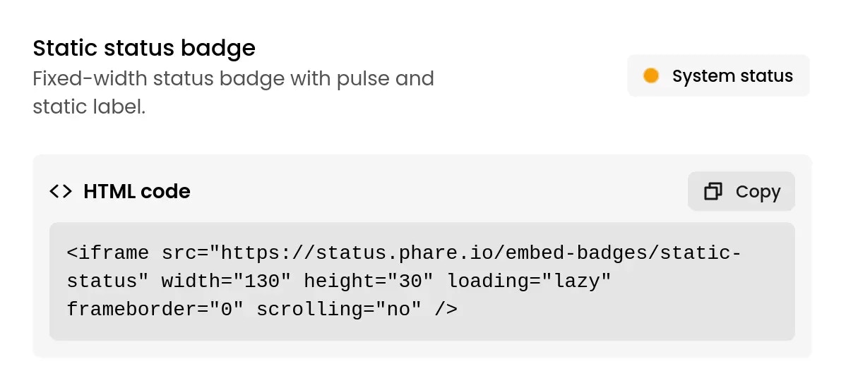 Embed static badges