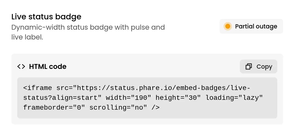 Embed live badges