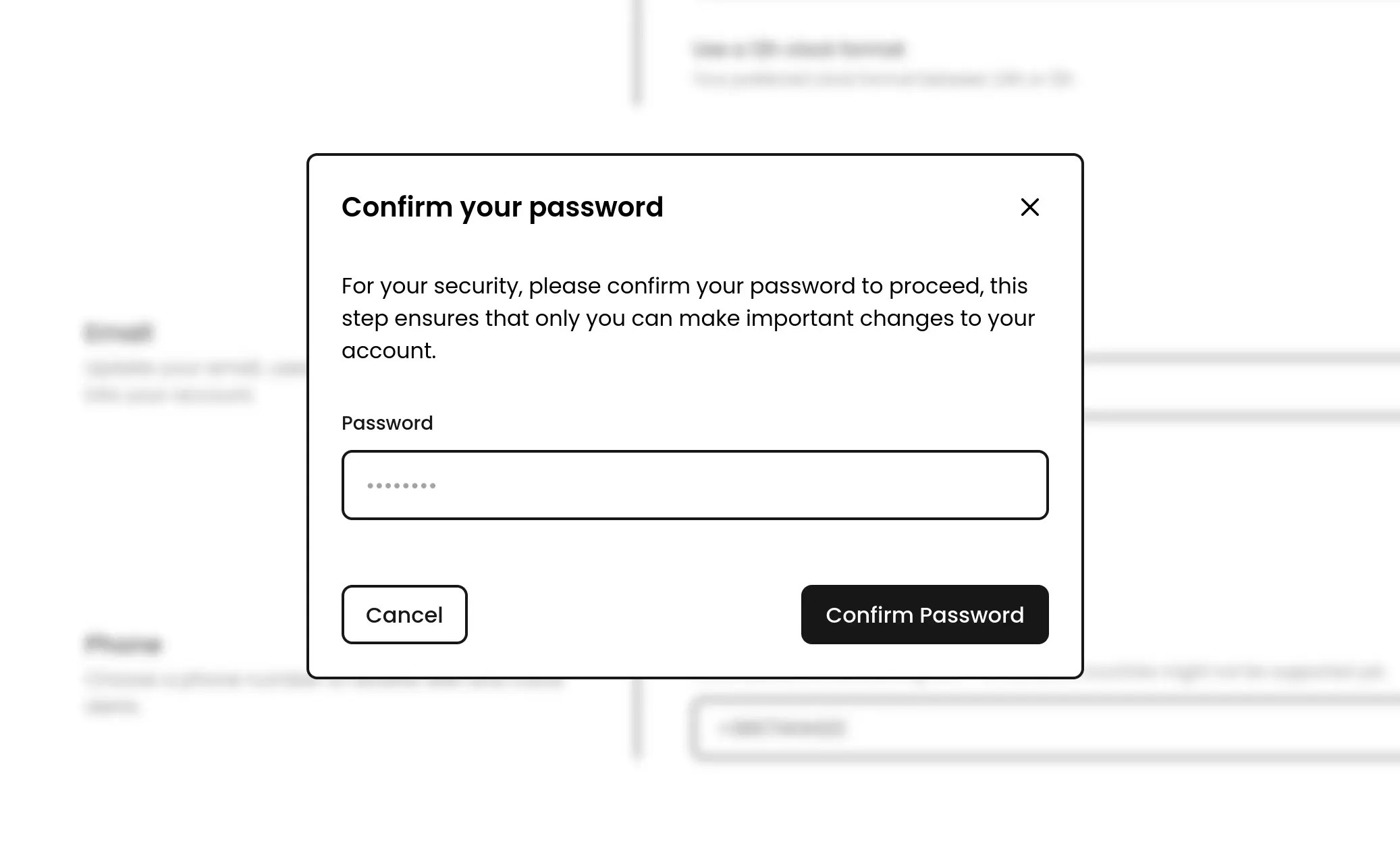 Password confirmation
