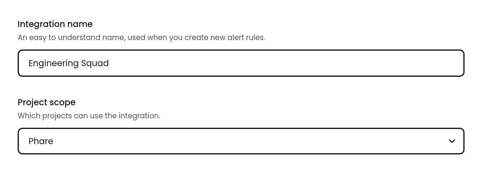 Removed integration project scope