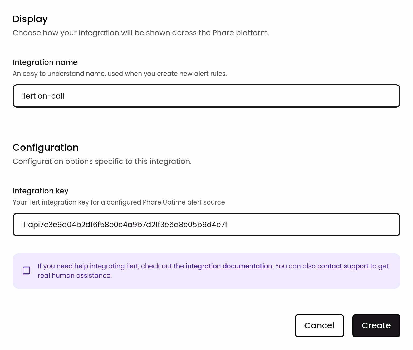 Create and configure the ilert integration in Phare