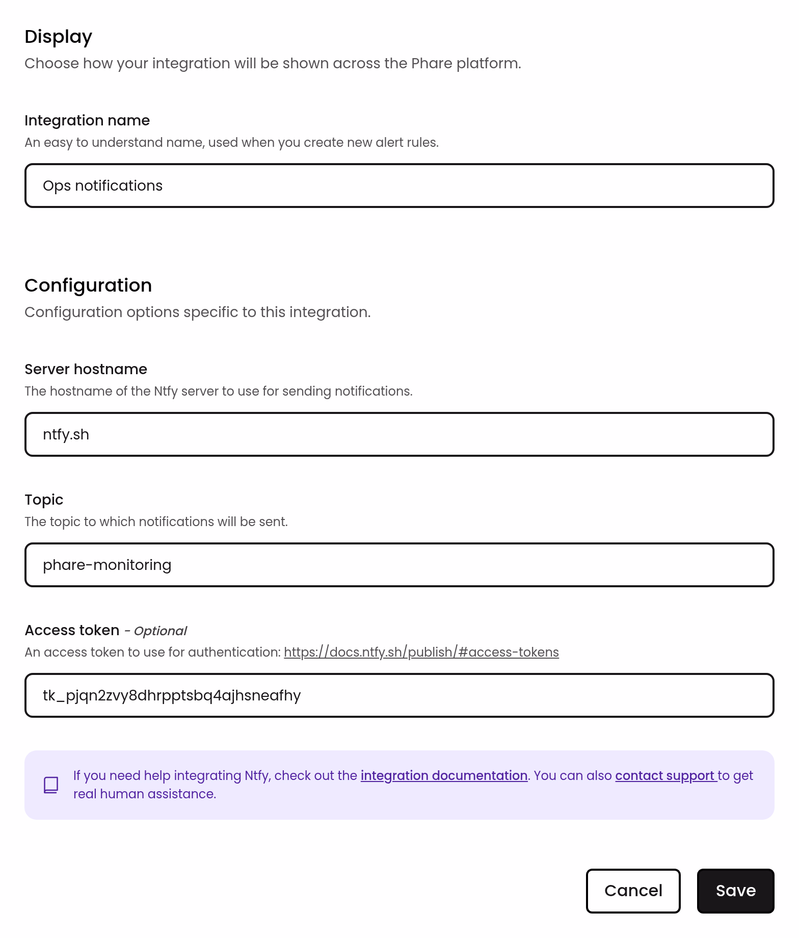 Ntfy configuration