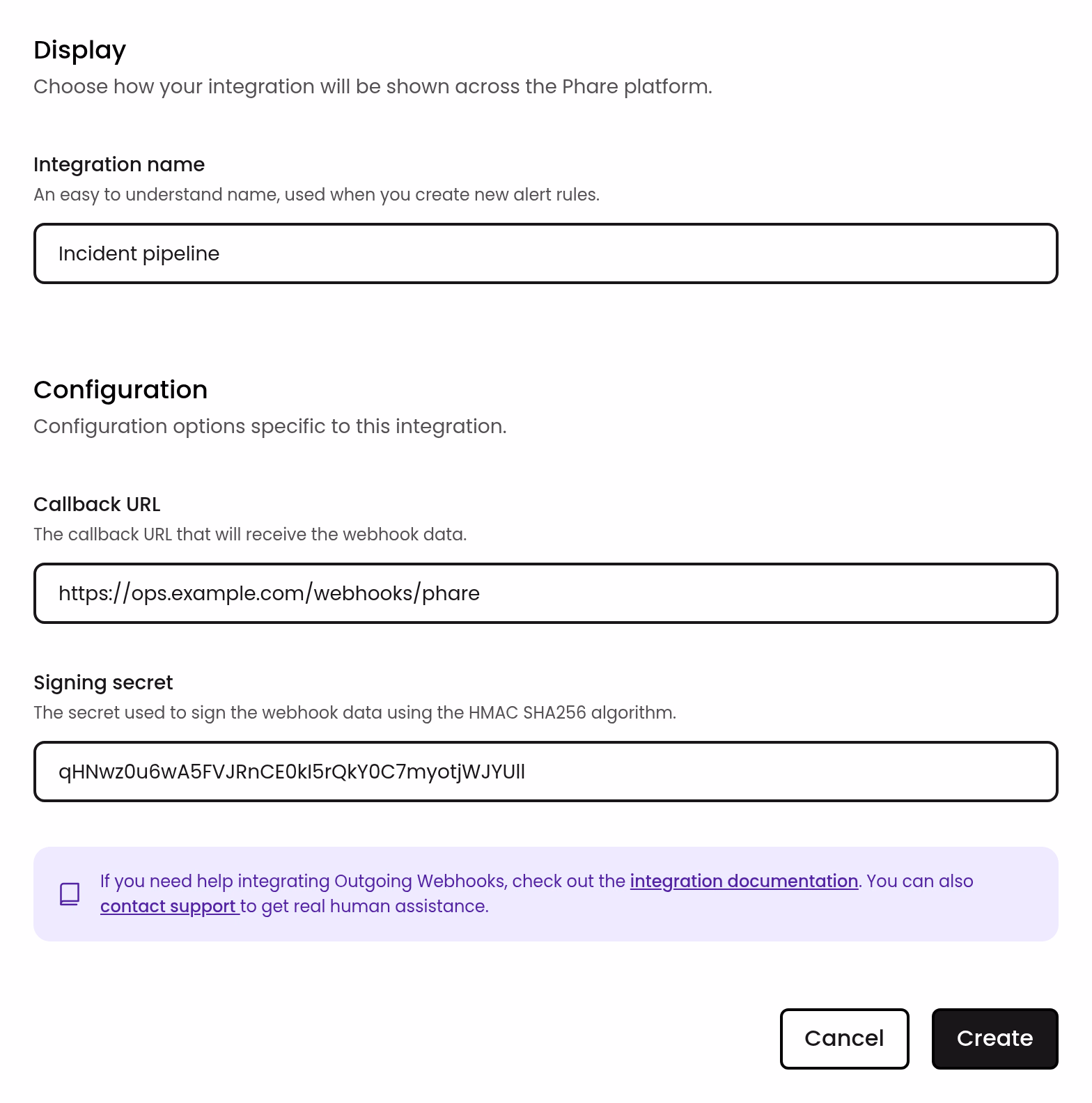 Outgoing webhooks installation