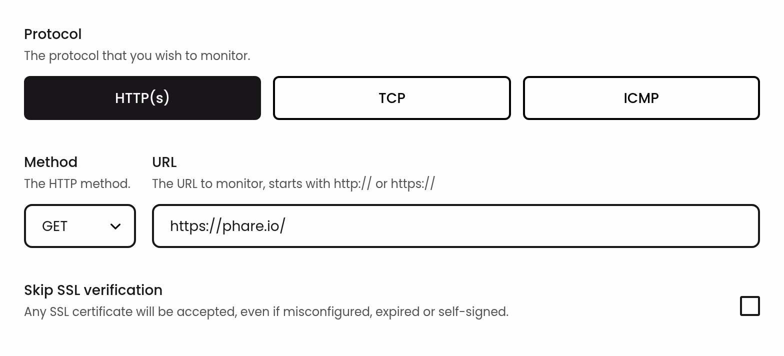 HTTP(s) monitor request settings