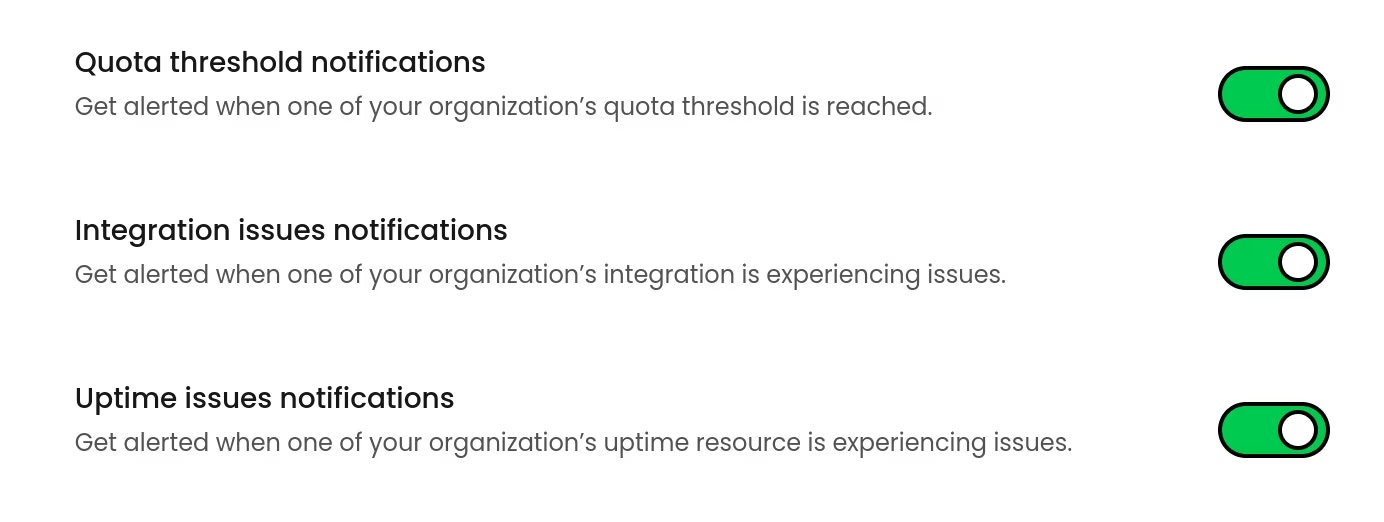 Custom quota notification thresholds