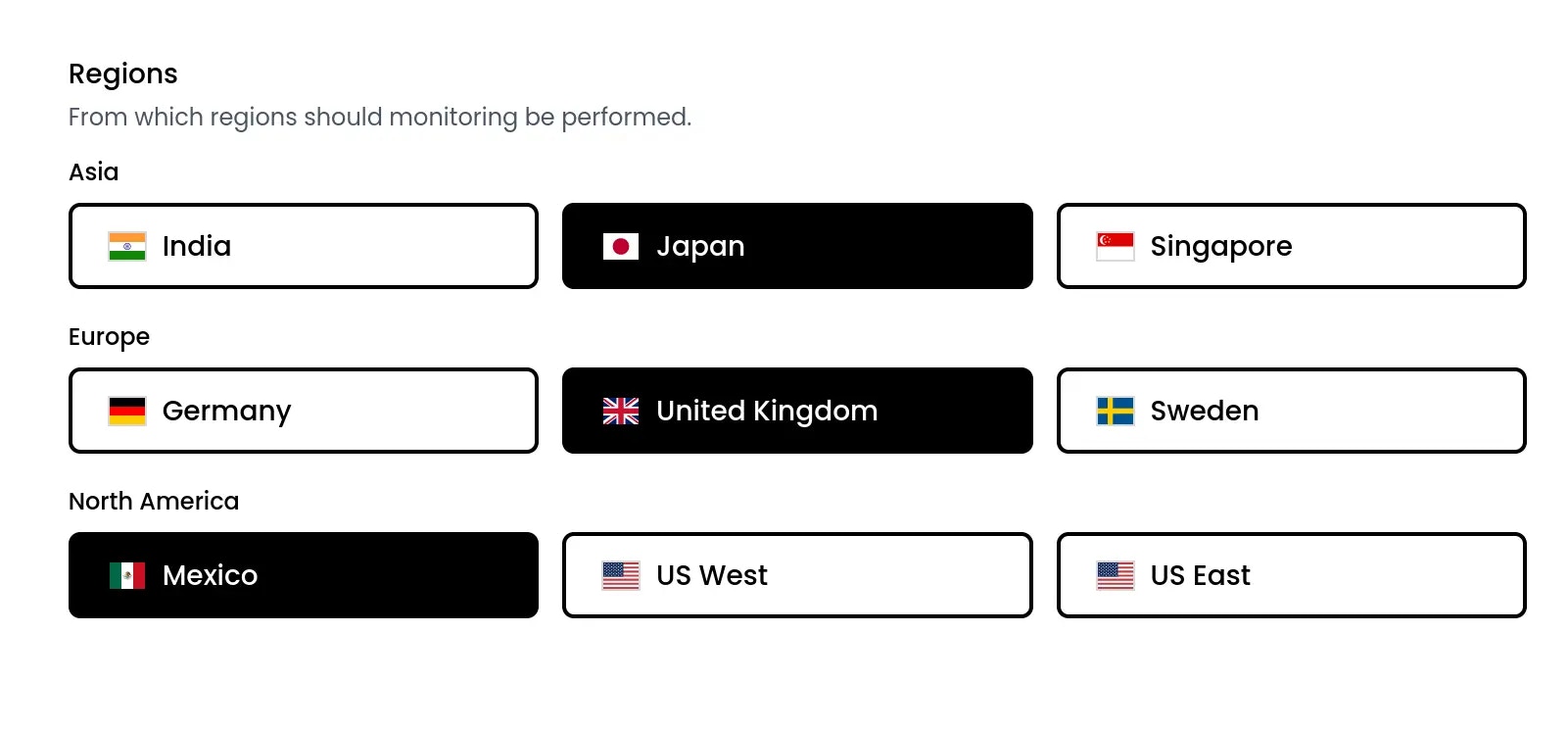 New monitoring regions