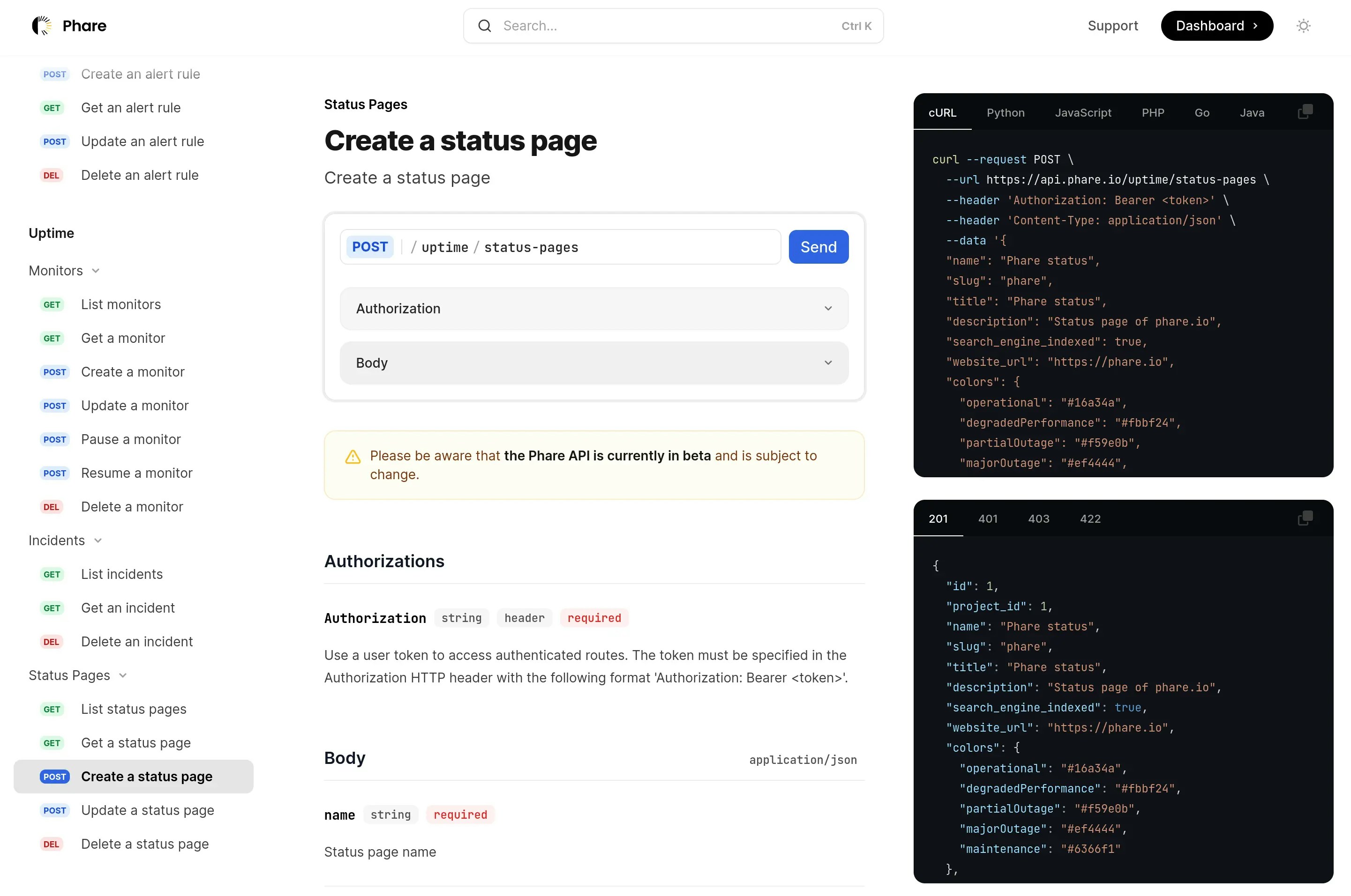 New API endpoints