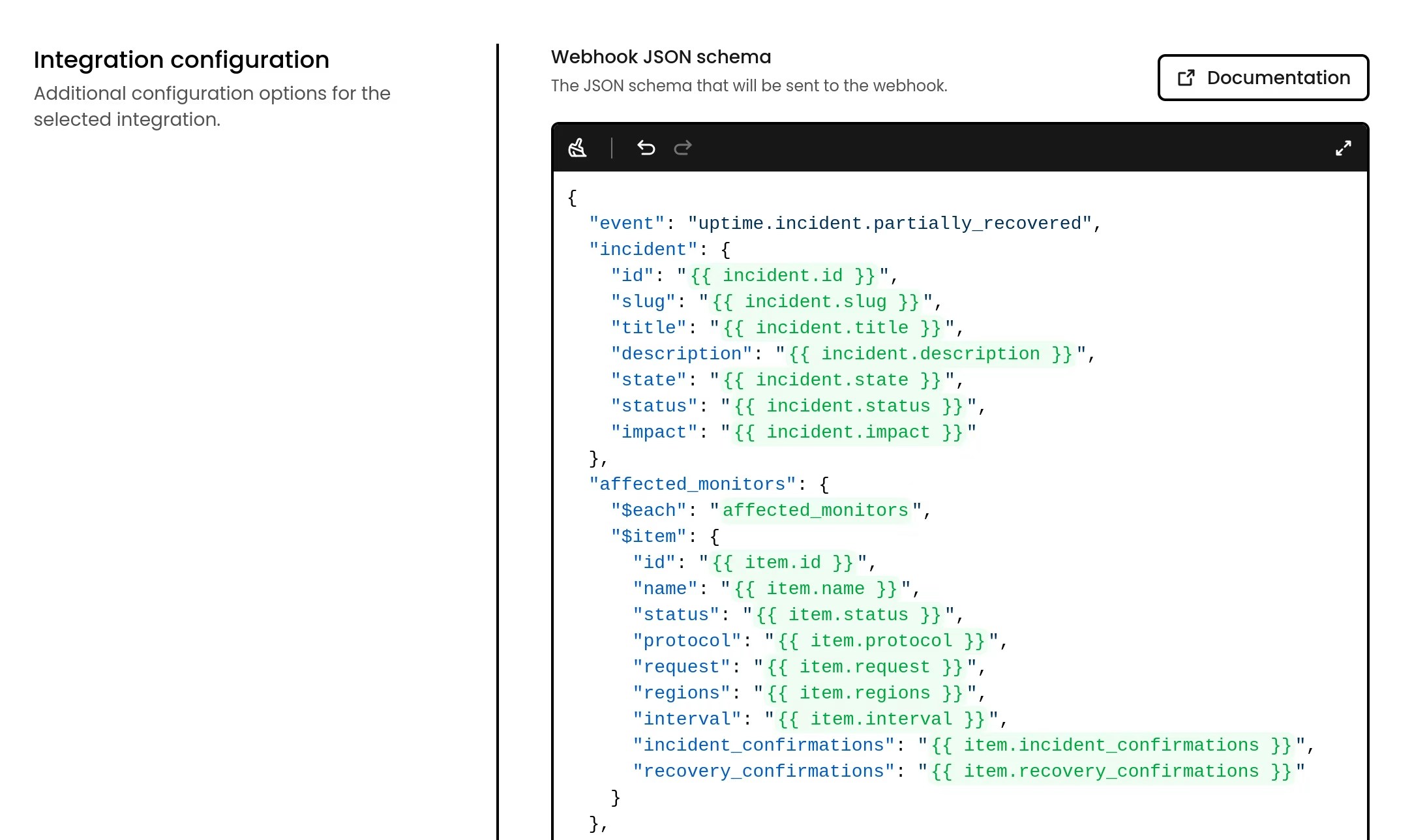 New outgoing webhook JSON schema