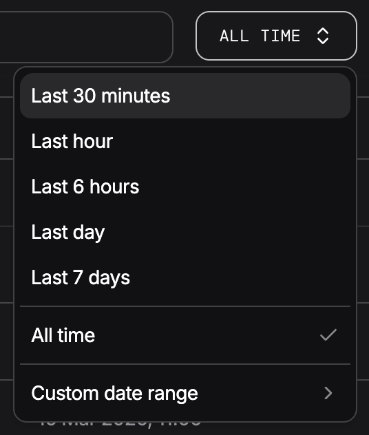 Date picker with preset and custom ranges