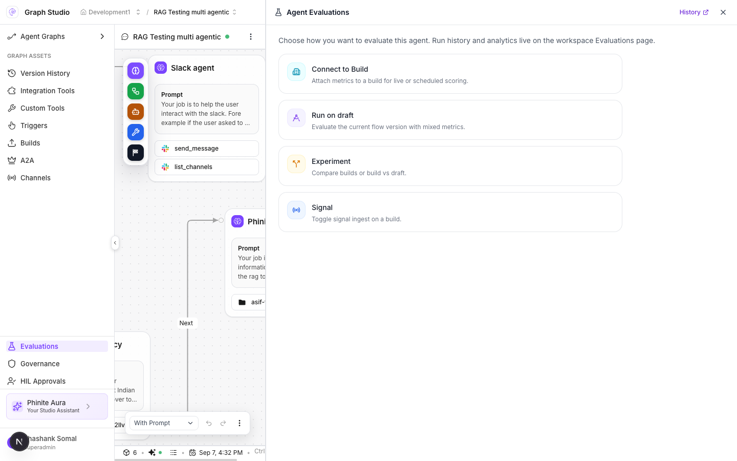 Connect to Build, Run on draft, Experiment, Signal