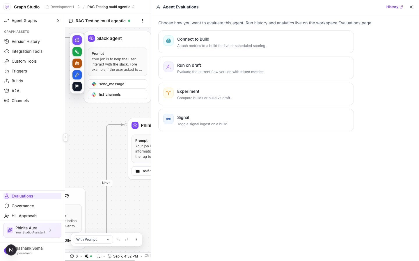 Connect to Build, Run on draft, Experiment, Signal
