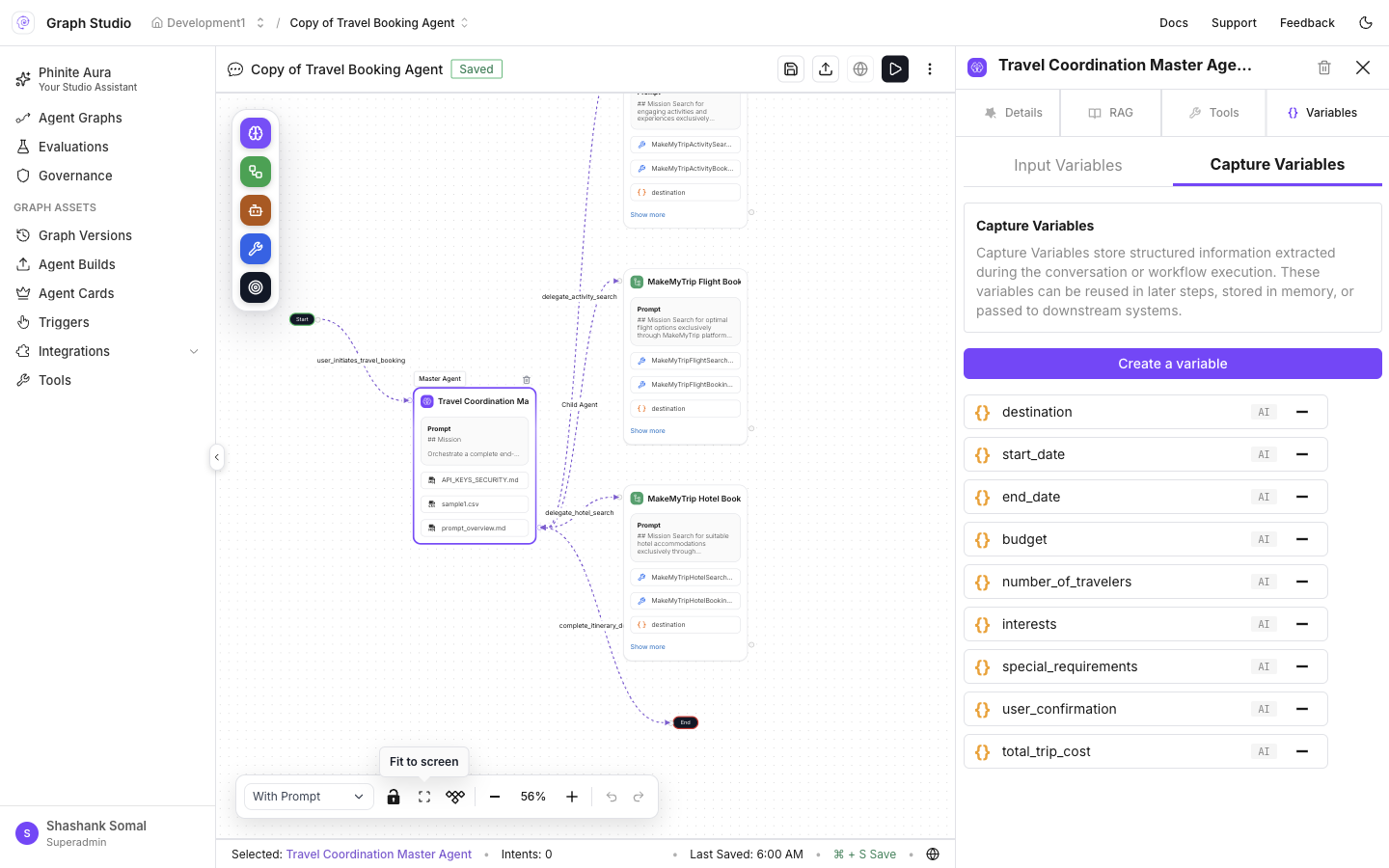 Capture Variables on an agent node
