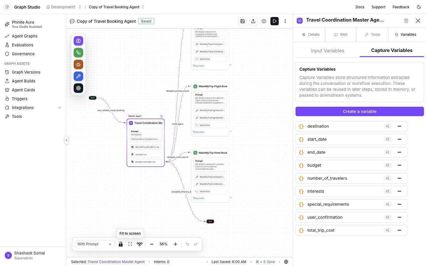 Capture Variables on an agent node