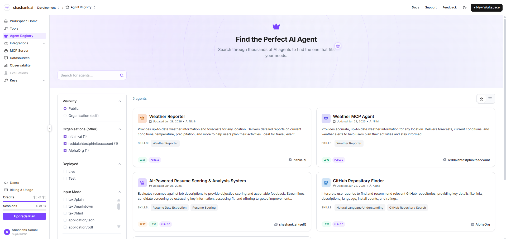 Agent Registry Search Filters