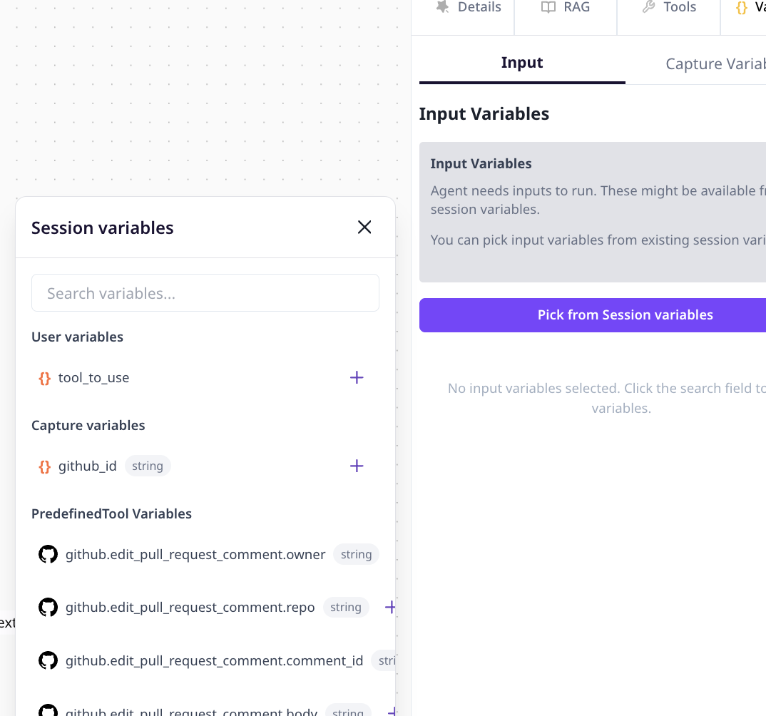 Agent Block Input Variables Agent Block Input Variables Configuration