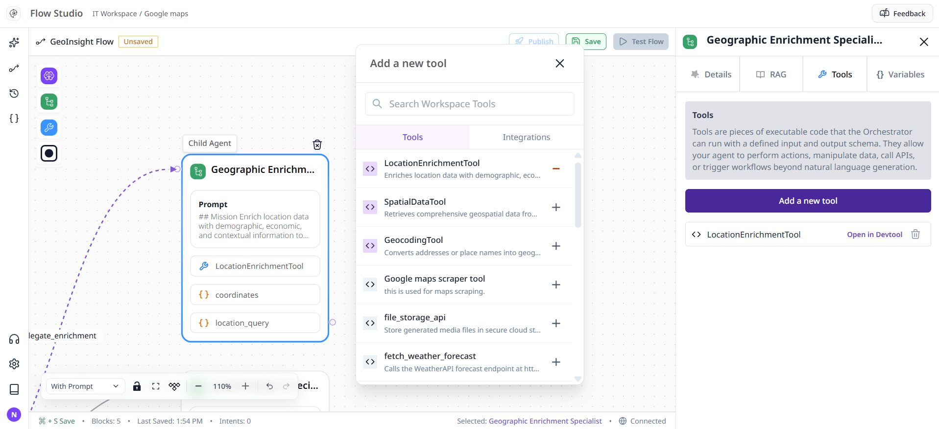 Tools tab with tool picker