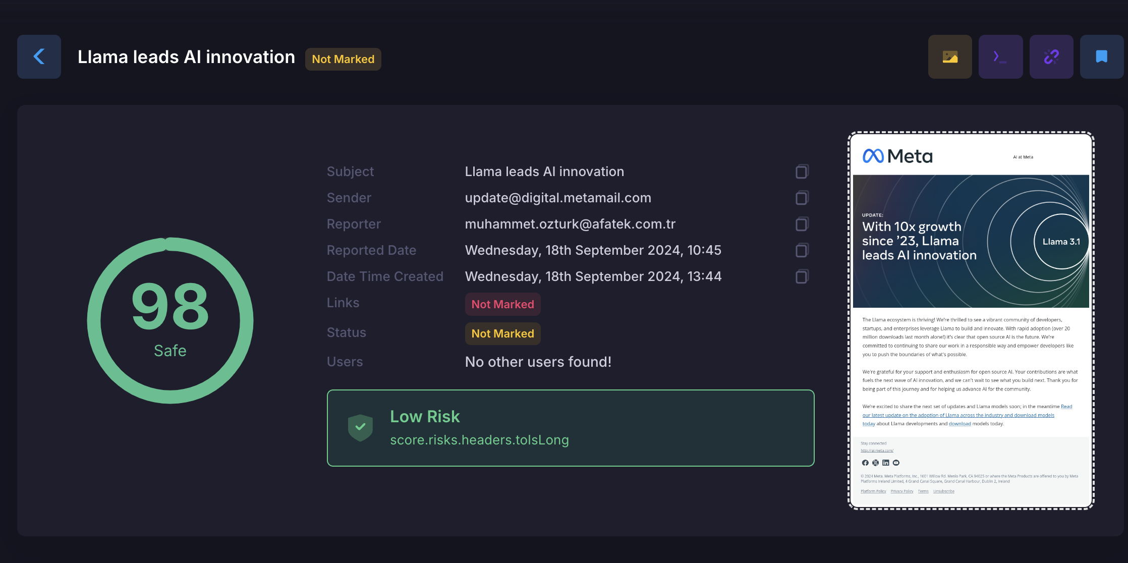 Reported Mail Summary