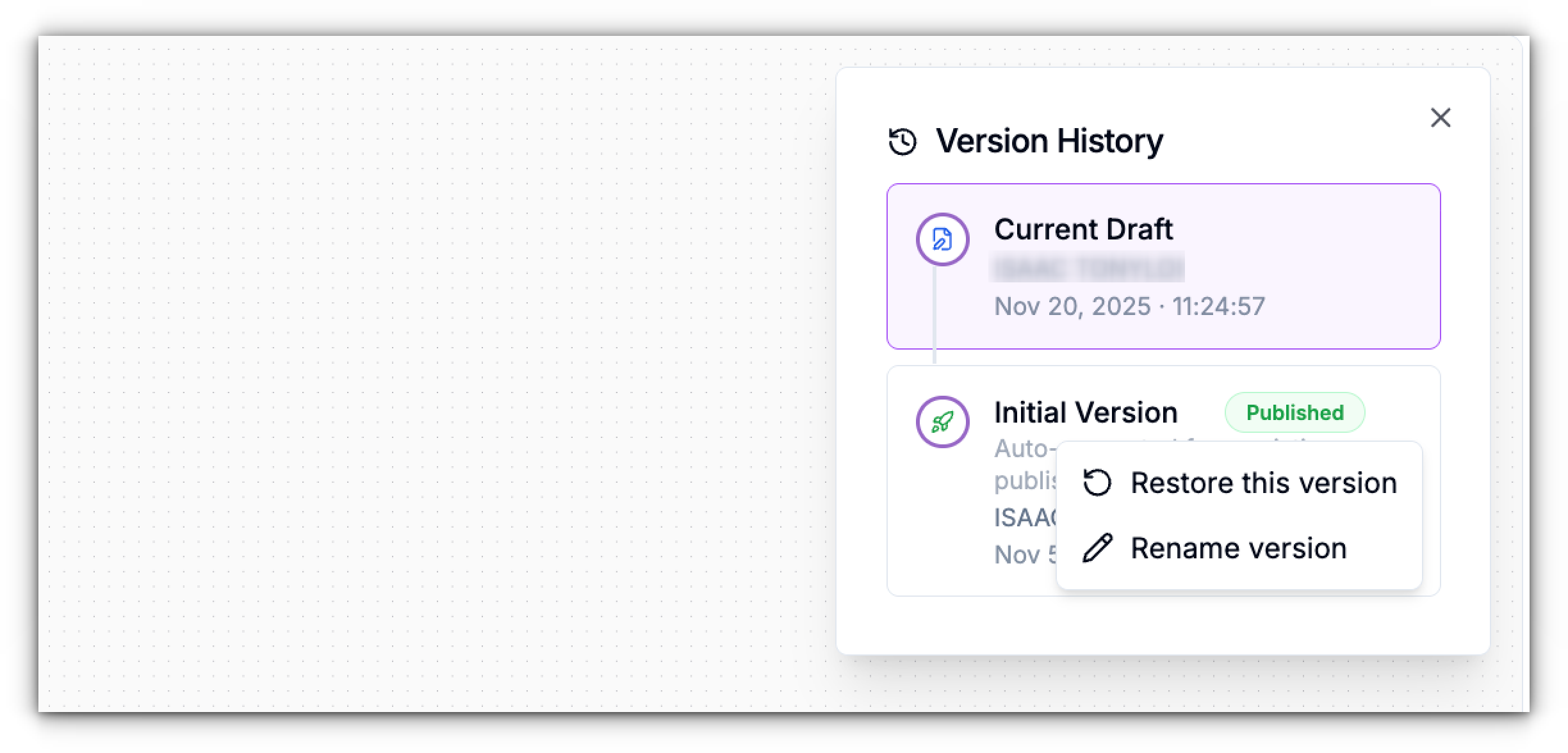 Manage Workflow Versions Pn