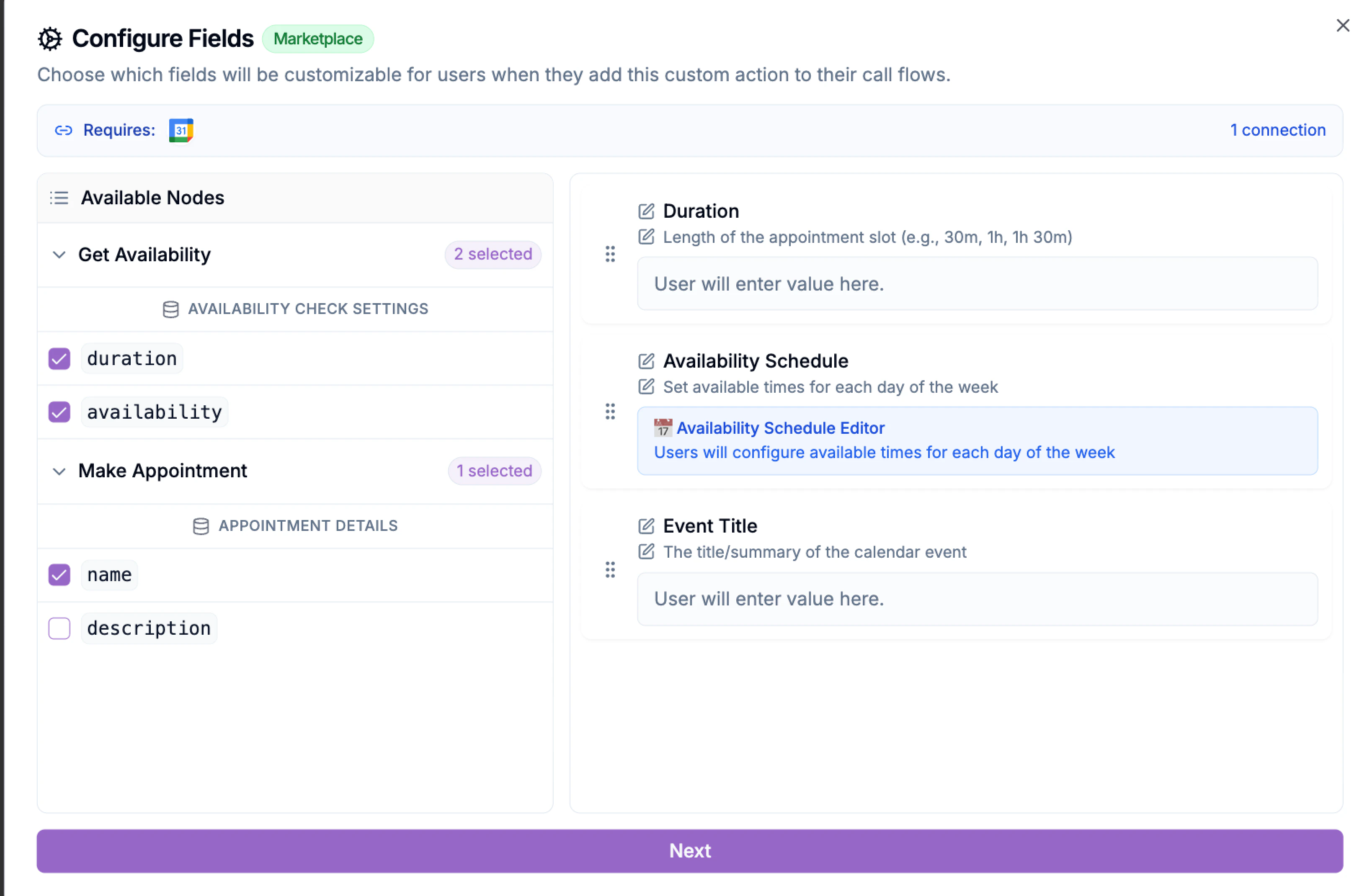 Fields To Configure When Adding Custom Action Fields To Configure When Adding Custom Action