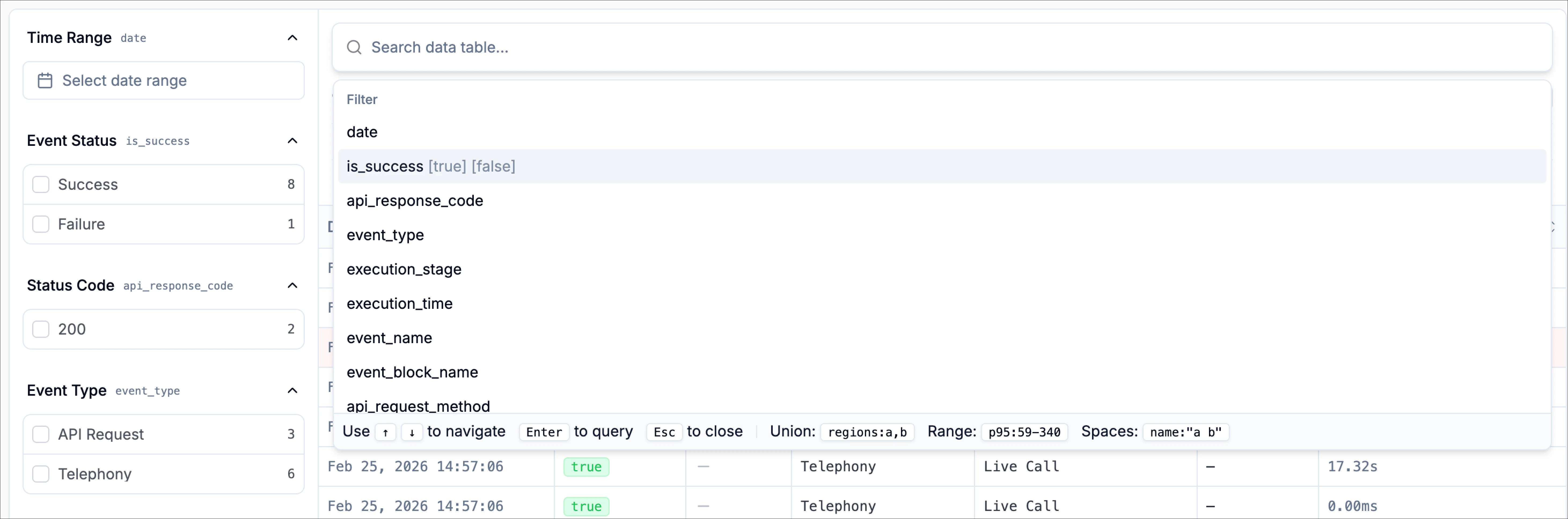 Searchtableeventsdata