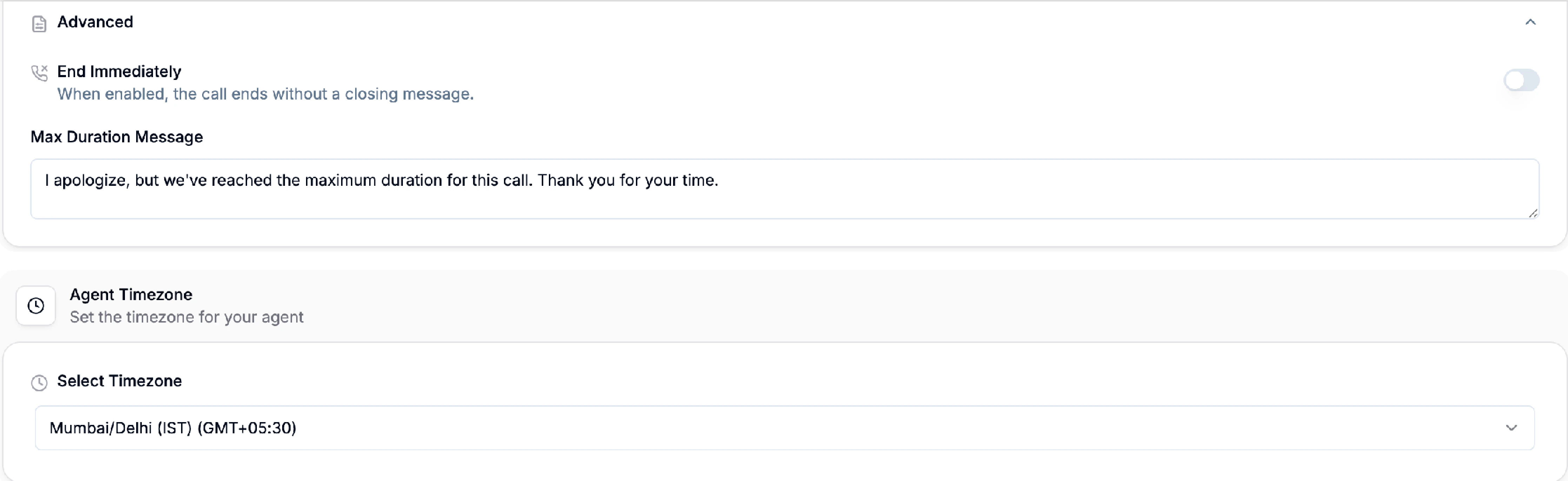 Max Duration Settings